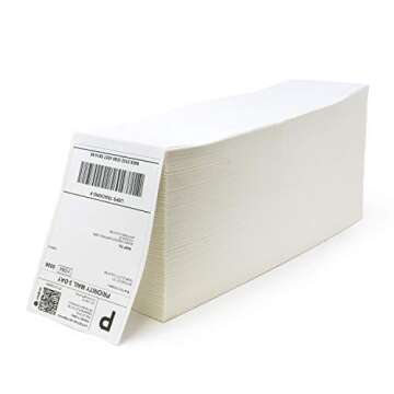 Buhbo 4" x 6" Direct Thermal Labels - Perforated BPA Free - Compatible with Zebra & Rollo Printer - Commercial Grade Shipping (4000 Fanfold Labels - 2 Stacks of 2000)