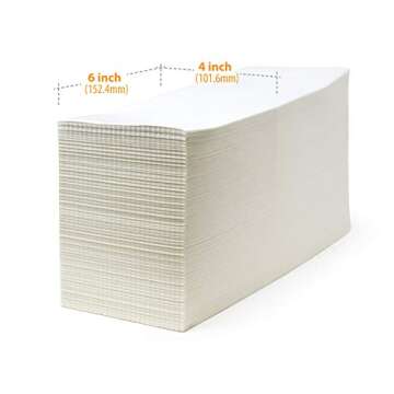 Buhbo 4" x 6" Direct Thermal Labels - Perforated BPA Free - Compatible with Zebra & Rollo Printer - Commercial Grade Shipping (4000 Fanfold Labels - 2 Stacks of 2000)