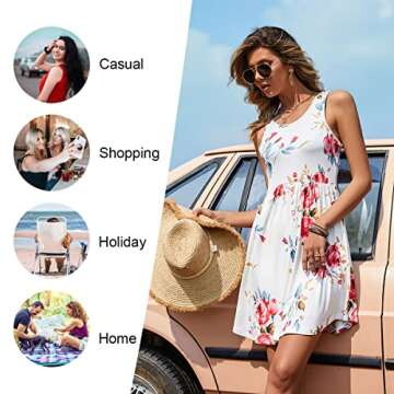 LONGYUAN Women's Sleeveless Dresses Work Dressy Casual Tank Dress with Pockets Black Medium