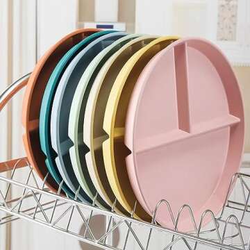 LRUUIDDE Unbreakable Divided Dinner Plate Set of 5, Wheat Straw Plates BPA Free 9 Inch, Portion Control Plate Healthy Eating & Bariatric Diet Divided Plates, Dinner Diet Plates for Kids