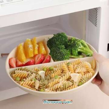 LRUUIDDE Unbreakable Divided Dinner Plate Set of 5, Wheat Straw Plates BPA Free 9 Inch, Portion Control Plate Healthy Eating & Bariatric Diet Divided Plates, Dinner Diet Plates for Kids