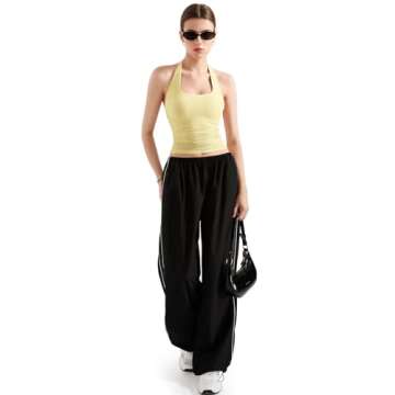 SUUKSESS Women Halter Tank Tops Double Lined Basic Backless Y2K Trendy Going Out Tops (Butter Yellow,S)