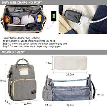 HappyLuoka Diaper Bag Backpack for Moms Dads - Grey