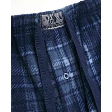 Lucky Brand Men's Fleece Pajama Pants - Ultra Soft Fleece Pajama Bottoms Lounge Pants - Breathable Sleep Pants for Men, Size Large, Indigo Plaid