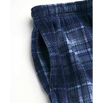 Lucky Brand Men's Fleece Pajama Pants - Ultra Soft Fleece Pajama Bottoms Lounge Pants - Breathable Sleep Pants for Men, Size Large, Indigo Plaid