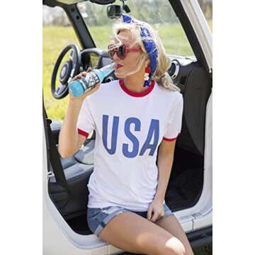 American Flag Earrings for Women Handmade Beaded 4th of July Earrings Patriotic Red White Blue USA F...