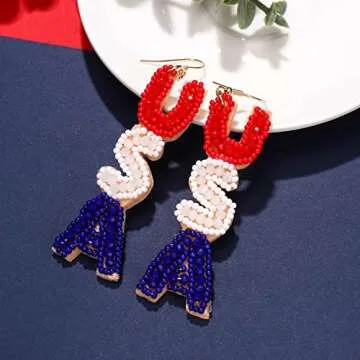Handmade American Flag Earrings for Independence Day Style