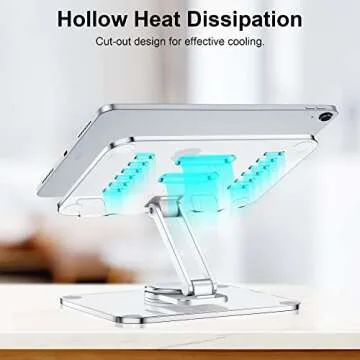 CreaDream Acrylic Tablet Stand Holder with 360 Rotating Base, Foldable Adjustable Transparent Tablet Holder for Desk Home Office, Compatible with iPad Pro Air Mini and More, Clear