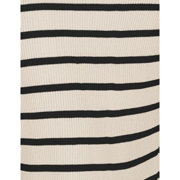 ZESICA Women's Summer Square Neck Bodycon Midi Dresses 2025 Casual Sleeveless Ribbed Knit Striped Beach Vacation Long Dress,Apricot,Large