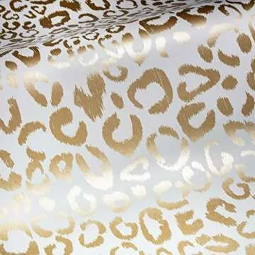 RoomMates RMK10700WP Metallic Gold Leopard Peel and Stick Wallpaper, 20.5" x 16.5 feet