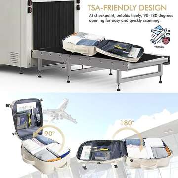 Beraliy Travel Backpack, Large Carry On Backpack, Personal Item Travel Bag, Airline Approved 17.3 Inch Laptop Backpack,College Weekender Business Hiking Bag, Beige