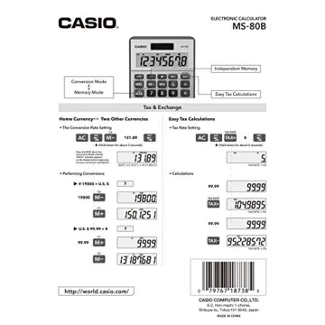 Casio MS-80B Solar Desktop Calculator Large Display Tactile Keys