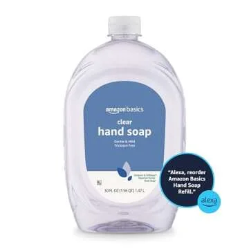 Amazon Basics Gentle & Mild Clear Liquid Hand Soap Refill, Triclosan-Free, 50 Fl Oz (Pack of 2) (Previously Solimo)