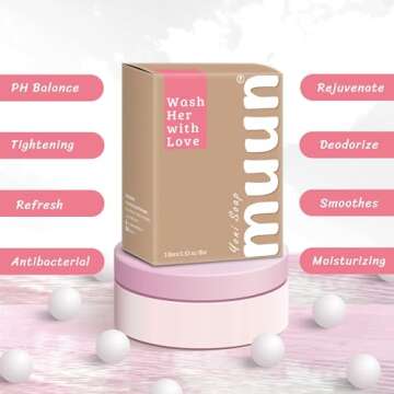 Muun Yoni Soap Bar - Pack 3 Ph Balance Probiotics & Natural Ingredients - Gentle Cleansing Formula Eliminates Odor Vaginal Health - Feminine Wash - Moisturizing Intimate (Rose)