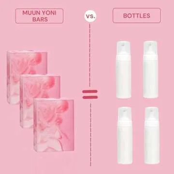 Muun Yoni Soap Bar - Pack 3 Ph Balance Probiotics & Natural Ingredients - Gentle Cleansing Formula Eliminates Odor Vaginal Health - Feminine Wash - Moisturizing Intimate (Rose)