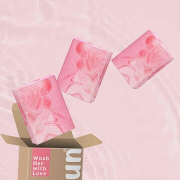 Muun Yoni Soap Bar - Pack 3 Ph Balance Probiotics & Natural Ingredients - Gentle Cleansing Formula Eliminates Odor Vaginal Health - Feminine Wash - Moisturizing Intimate (Rose)