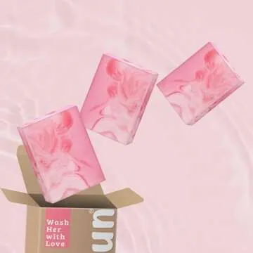 Muun Yoni Soap Bar - Pack 3 Ph Balance Probiotics & Natural Ingredients - Gentle Cleansing Formula Eliminates Odor Vaginal Health - Feminine Wash - Moisturizing Intimate (Rose)