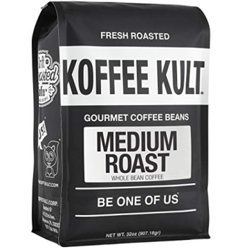 Koffee Kult Medium Roast Whole Bean Coffee - Bold Flavor for Every Coffee Lover (32oz)