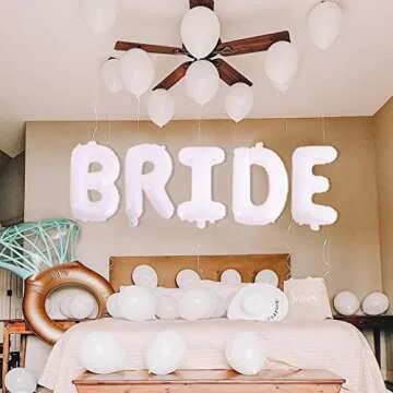 VAVAYAO White BRIDE Balloon 16 Inches - Single Party Decoration, Wedding Party, Engagement Party, for Bridal Shower Decoration, Bridal Balloon