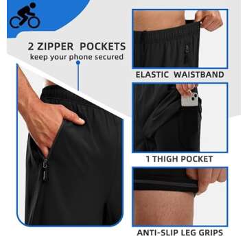 Men's Mountain Bike Shorts 3D Padded Loose-fit Biking Riding Cycling Bicycle Biker Cycle Padding Shorts for Men Zipper Pockets(Black,M)
