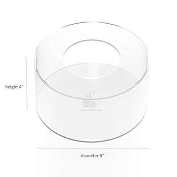 LACUPELLA Acrylic Fillable Cake Pillar Stand, Raiser and Enhancer Display Wedding Centerpiece - Decoration with Flowers, LED, Donuts, Sand, Water and More (8 in Diameter 4 in High)