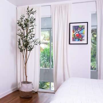 Nearly Natural Olive Tree Artificial Indoor 7FT Tall with Jute Basket Planter Fake Olive Tree for Home & Office Decor, Faux Olive Tree with Natural Wood Trunk, Realistic Olive Tree Branches and Fruit