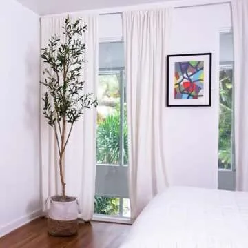 Nearly Natural Olive Tree Artificial Indoor 7FT Tall with Jute Basket Planter Fake Olive Tree for Home & Office Decor, Faux Olive Tree with Natural Wood Trunk, Realistic Olive Tree Branches and Fruit