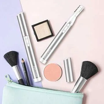 Upgraded Eyebrow Trimmer, Funstant Precision Electric Eyebrow Razor for Women Battery-Operated Facial Hair Remover with Comb No Pulling Sensation Painless for Face Chin Neck, Upper-Lip, Peach-Fuzz