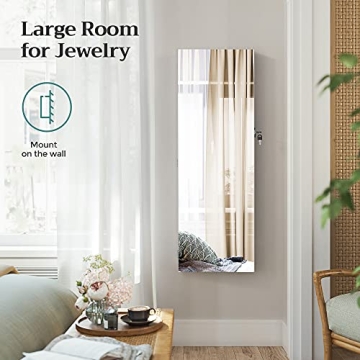 SONGMICS Jewelry Cabinet Armoire with Mirror and Storage