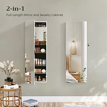 SONGMICS Jewelry Cabinet Armoire with Mirror and Storage