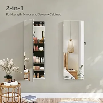 SONGMICS Jewelry Cabinet Armoire with Mirror and Storage