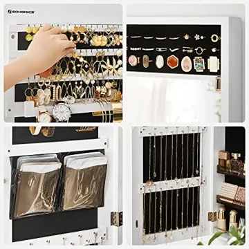 SONGMICS Jewelry Cabinet Armoire with Mirror and Storage