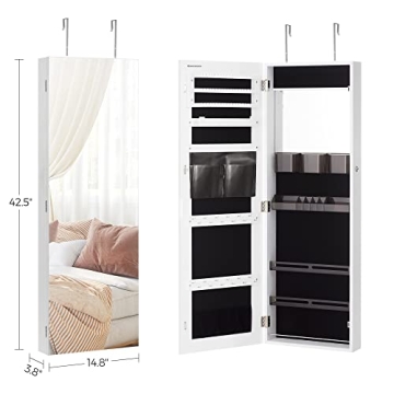 SONGMICS Jewelry Cabinet Armoire with Mirror and Storage