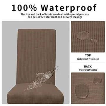 Easy-Going 100% Waterproof Dining Room Chair Cover Set of 2, Stretch Jacquard Parson Chair Slipcover Removable Washable Chair Protector for Home, Restaurant, Banquet (Large, Brown)