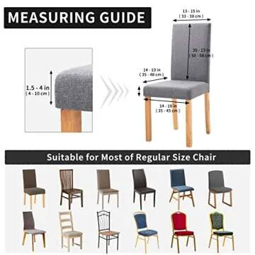 Easy-Going 100% Waterproof Dining Room Chair Cover Set of 2, Stretch Jacquard Parson Chair Slipcover Removable Washable Chair Protector for Home, Restaurant, Banquet (Large, Brown)