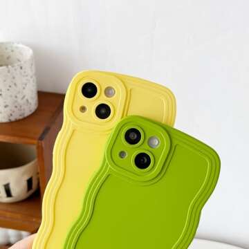 Caseative for iPhone 13 Case, Solid Color Curly Wave Frame Soft Compatible with iPhone Case (White,iPhone 13)