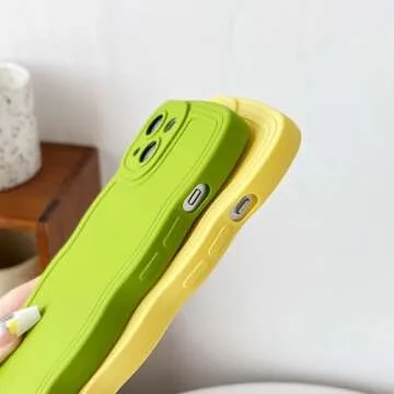 Caseative for iPhone 13 Case, Solid Color Curly Wave Frame Soft Compatible with iPhone Case (White,iPhone 13)