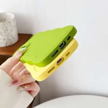 Caseative for iPhone 13 Case, Solid Color Curly Wave Frame Soft Compatible with iPhone Case (White,iPhone 13)