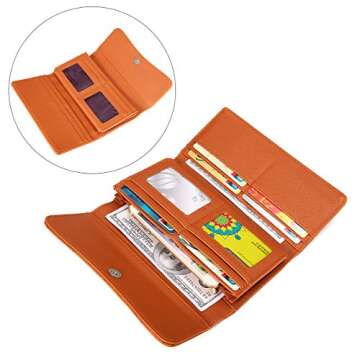 OB OURBAG Women Leather Wallet Clutch Purse Card Holder Ladies Hollow Out Long Wallet Brown