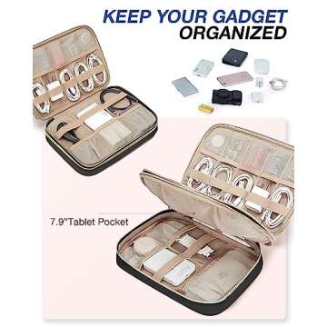 BAGSMART Electronic Organizer Case - Double Layer Cord and Tech Travel Organizer Bag for Charging Ca...