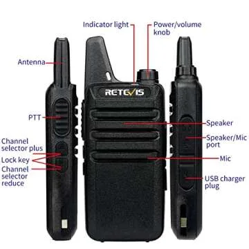 Retevis RT22 2 Way Radios Walkie Talkies,Rechargeable Long Range Two Way Radio, USB C VOX Small Emergency 2 Pin Earpiece Headset,for School Retail Church Restaurant (Packed in Pairs with 5 Boxes)