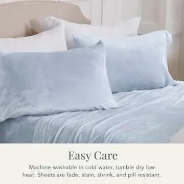 NY Loft Ultra Soft Micro Fleece Sheets Set with Extra Deep Pockets | Extra Soft Velvet Fleece Sheet Set | Super Plush Polar Fleece | Velvet Plush Cozy Warmth | Full - Glacier Blue
