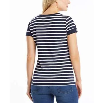 Nautica Women's Comfy V-Neck Striped T-Shirt for Every Occasion