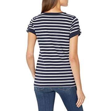 Nautica Women's Comfy V-Neck Striped T-Shirt for Every Occasion