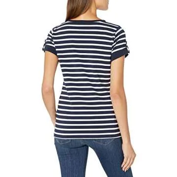 Nautica Women's Comfy V-Neck Striped T-Shirt for Every Occasion