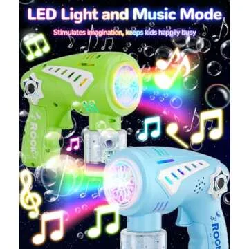 Boerfmo 2 Bubble Guns - Bubble Machine with LED Light & Music Mode for Kids/Adults - 10 Holes Wand Automatic Space Bubbles Blaster - Easter Basket Stuffers, Toys Gifts for Boys Ages 3+