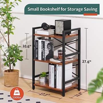 Yoobure 3 Tier Small Bookshelf for Home Office Storage