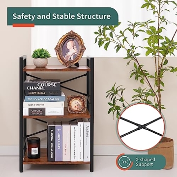 Yoobure 3 Tier Small Bookshelf for Home Office Storage