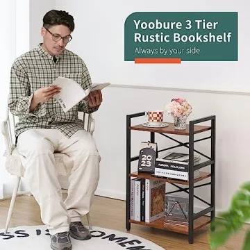 Yoobure 3 Tier Small Bookshelf for Home Office Storage