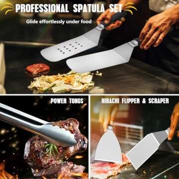 RINPIR 33PCS Griddle Accessories Kit for Blackstone, Flat Top Grill Accessories Tools with Cooling Rack, Melting Dome and Burger Press, Professional Hibachi Spatula Gift Set for Outdoor Teppanyaki BBQ